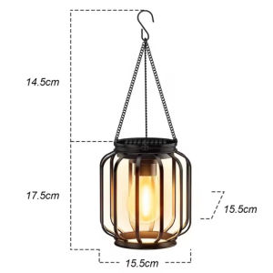 Solar Lantern Outdoor Hanging Lights Waterproof Hollow Iron Lamps Garden Decor