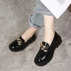 RS Sepatu Loafers Wanita Sepatu Oxford Pantofel Hitam Slip On Rantai Casual Kerja