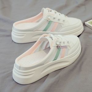 (2 days delivery ) half shoes Tricolor canvas lace shoes for women Ready Stock