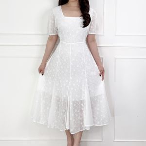 SV 6519 - Nivellina Dress | Silvervogue | Gaun Chiffon Midi Pakaian Kasual Wanita