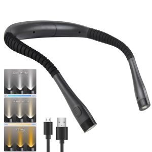 CX1TE8 3 Colors Neck Light Brightness Flexible Book Light LED Hanging Read Lamp Reading