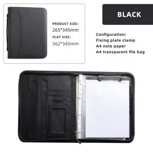 Business multifunctional a4 folder PU binder information contract portable zipper briefcase