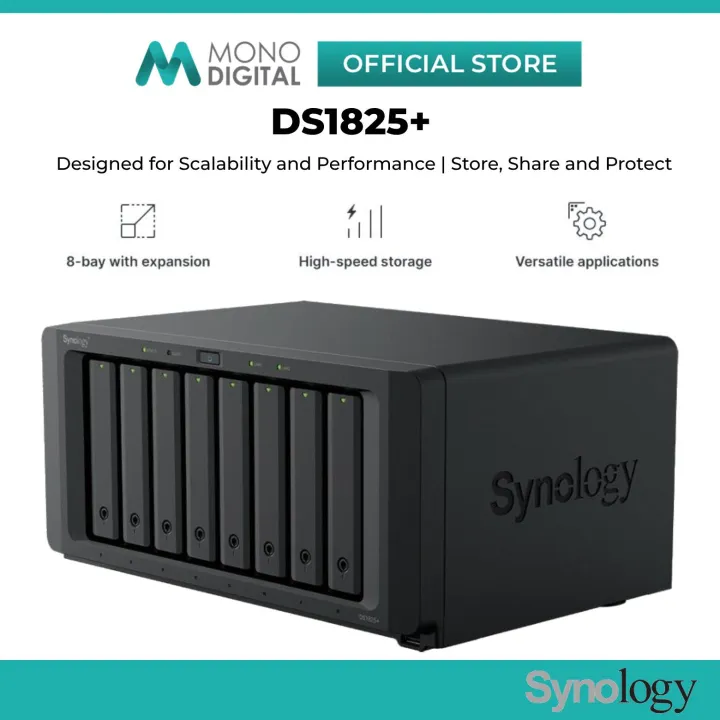 SYNOLOGY DS1825+ NAS DISKSTATION 8 BAYS WITH 2 BUILT-IN 2.5GbE PORTS - DATA BACKUP HOME CLOUD NAS STORAGE