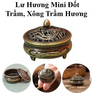 Lư Hương Mini 4X3Cm Đốt Trầm Xông Trầm Hương Bằng Đồng Tiện Lợi