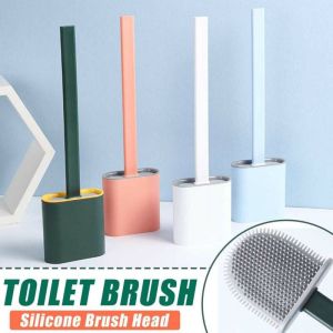 Toilet Brush Cleaning Efficient Toilet Bowl Cleaner Silicone Bathroom Brush With Holder Flexible -ASIANMART