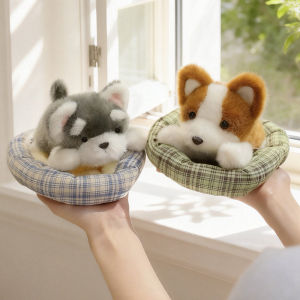 wholesale 5species Simulation Dog Plush Toys Cute Stuffed Animals Pet Dog Doll in The nest Soft Toys for Kids Girls Toys Gifts h260825