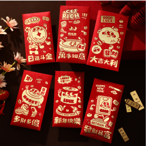 6PCS/SET Angpao Red Pocket Thick Ampao Money Envelope Red Envelope Christmas New Year Personalized Creative Universal Red Envelope