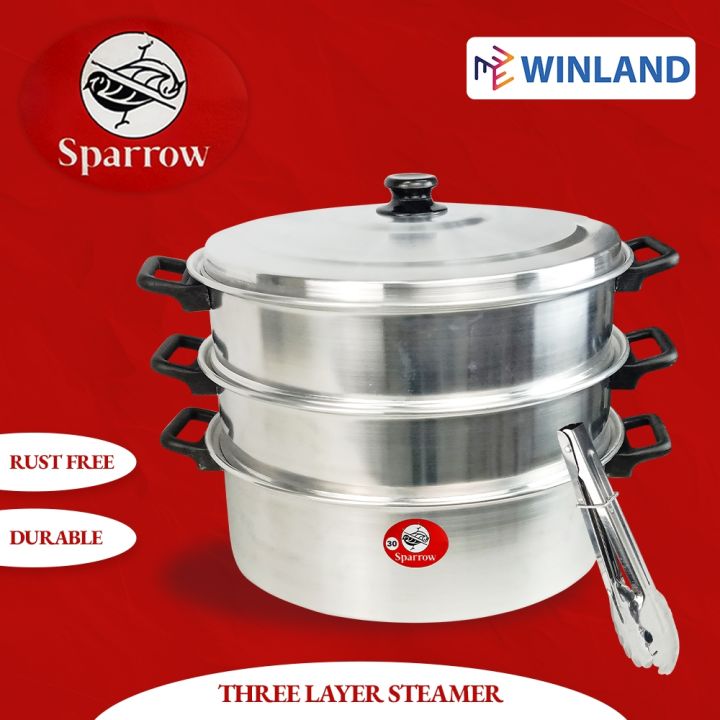 Sparrow by Winland 3 Layer 30cm Stainless Big Siomai Siopao Dimsum Puto ...