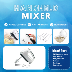 Hand mixers (makes fluffy cakes smooth batters and perfectly kneaded dough effortless)