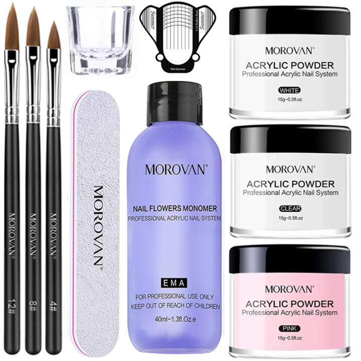 MOROVAN Acrylic 40120ml Acrylic Liquid for Nail Extension Clear Powder ...