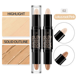 QIC Double-end Face Highlight & Contour Stick Oil-control Concealer Pencil Facial Highlight Corrector Pen Long Lasting Makeup