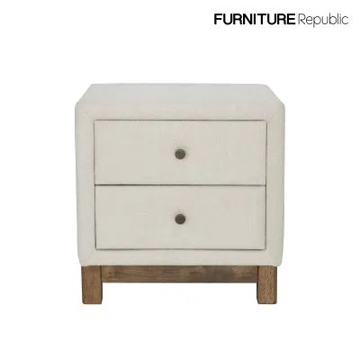 Furniture Republic Night Table Beige and Walnut Finish 106565