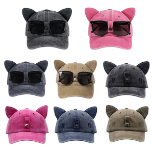 Women Modern Sunglasses Baseball Hat for Girls Women Teenagers Decorative Ear Adjustable Shades Hat Kitten Ears