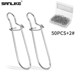 SANLIKE 50pcs High Strength Stainless Steel Ball Bearing Swivel Clips Connector Clips Lure Snap