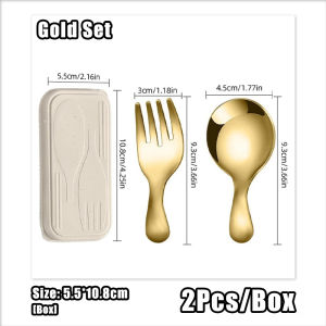 304 Stainless Steel Childrens Portable Short Handle Spoon Fork Set/ Dessert Fruit Mini Tableware