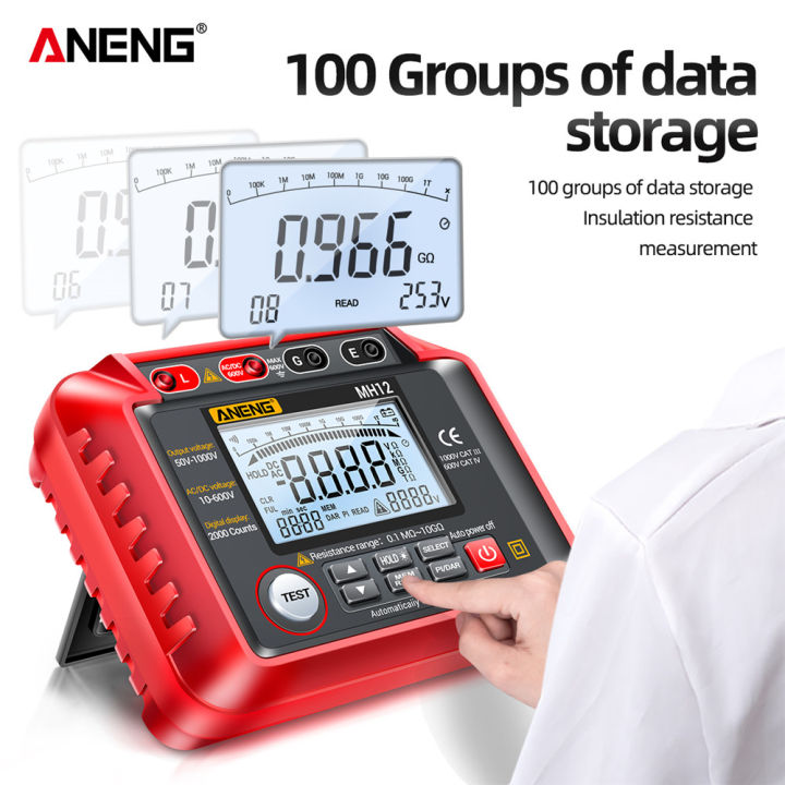 ANENG Máy Đo Megohmmeter Kỹ Thuật Số MH12 Máy Đo Điện Trở Đất Cách Điện Máy Kiểm Tra Cáp Điện Áp Cao Vôn Kế Máy Đo Megger Khác