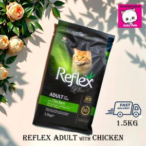 REFLEX PLUS ADULT CAT FOOD with CHICKEN 1.5KG - Dry Kibble Complete Nutrition & Super XOS Prebiotics for all breed cats