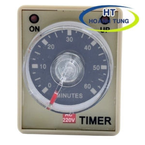 Timer cơ AH3-3 rơ le thời gian 8 chân tròn điện áp 220VAC kèm chân đế PF0830A