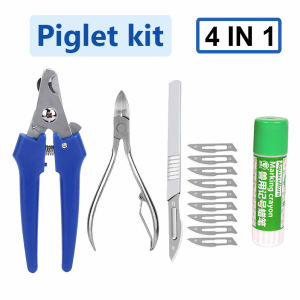 6-in-1 Piglet Tool Kit Pig Syringe+Needle+Teeth Cutter+Tail cutter+Crayon Marker+Castration Cutter