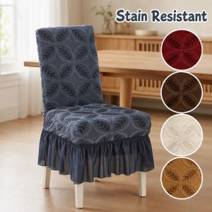 Chair Cover Printed Ruffle Skirt Spandex Elastic Slipcover Anti Stain Washable Dining Kitchen