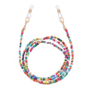 OMQAIO Phong Cách Bohemia Chuỗi hạt kính nhiều màu Dây chuyền kim loại Đầy màu sắc Dây đeo kính râm Thanh lịch Cổ treo Dây đeo mắt kính Phụ nữ
