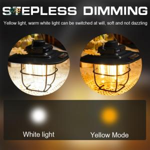 LED Hanging Lantern Vintage Portable Hanging Tent Lamp Stepless Dimming Waterproof IPX4 Rechargeable for Outdoors for Hiking Camp for Home [Winnereco Lifestyle]