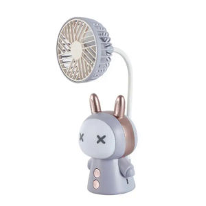 USB Charging Fan Cartoon Rabbit Shape Foldable Charge Handheld Electric Fan Cute Personal Desktop Cooling Fan Student Dormitory