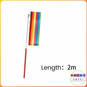 Amoki Colorful Dance Ribbon Art Gymnastic Gym Ribbons Ballet Streamer Twirling Rod Stick For Training