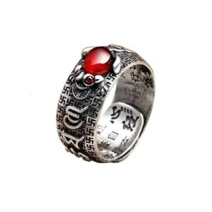 PiXiu Buddhist Heart Sutra Ring Feng Shui Ring Opening Adjustable Mantra Amulet for Protection Wealth Luck Ring Gift for