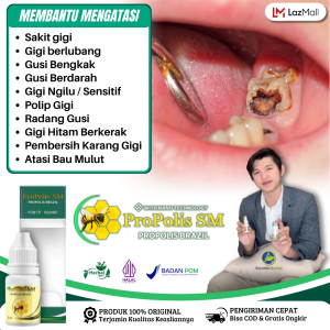 Obat Sakit Gigi Berlubang Obat Penghilang Gusi Bengkak Linu Ngilu Bernanah Obat Nyeri Gigi Anak & Dewasa Cairan Obat Tetes Obat Gusi Bengkak Nyut Nyutan - Propolis SM Brazil Asli