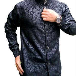 Kemko Koko Sultan Embos Pria Lengan Panjang Kemeja Koko Pria