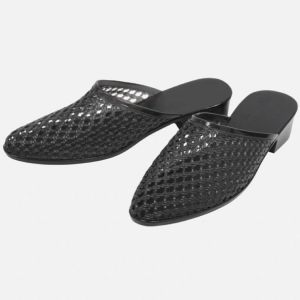 [Free Shipping] Korean Crystal Pointed-Toe Jelly Slippers For Women Hollow Wedge Sandals Slip-On Half-Enclosed Slippers For Women