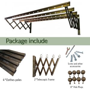 4Bar 1Meter Foldable Drying Rack Wall Mounted Retractable Clothes Hanger Ampaian Baju Wall