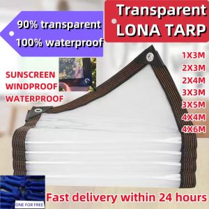 Transparent Trapal Waterproof Oilcloth 6X6M Tarp Thick Outdoor Plastic balcony Car Truck Rain Cover