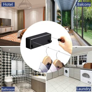 HEYMAN Retractable Clothesline ABS Case+Aluminum Dryer with Adjustable Stainless Steel Double Rope String Hotel Style Heavy DutyWall Mounted Method 13.8 Feets