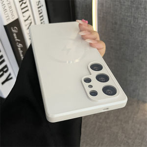 AG Matte Frosted Magnetic For Magsafe Phone Case For Samsung Galaxy S25 S24 S23 Ultra Plus Luxury Glass Lens Protection Cover