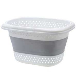 ตะกร้าผ้า ตะกร้าพลาสติก แบบพับเก็บได้ ตะกร้าใส่ผ้า ตะกร้าใส่ผ้าพับได้ มีหูหิ้ว ตะกร้า มีรูบายอากาศได้ดีเสื้อผ้าไม่เหม็นอับ