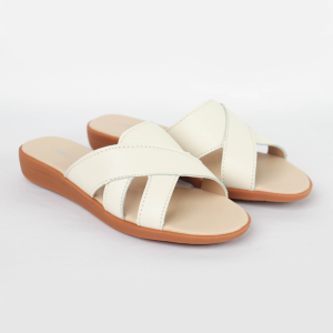 ShoeBest Womens 009 Cream Flat Sandals Slip-on Ladies Fashion Comfortable Casual Wear " Madeline"