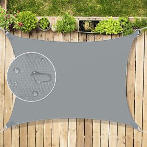 Outdoor canvas Sun Shade Sail Waterproof Rectangle UV Block 98% Patio Canopy Outdoor with 4 Ropes Sun Sail Shades for Garden/Yard/Beach/Pool/Terrace/Balcony