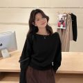 Korean Long Sleeves Off Shoulder Knitted Sweater For Women Loose Lantern Tops. 