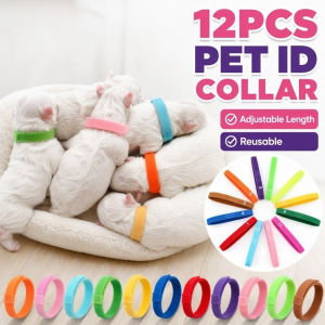 Pet ID Collar Newborn Puppy Kitten Whelping Adjustable Reusable Nylon Multicolor Litter Tag