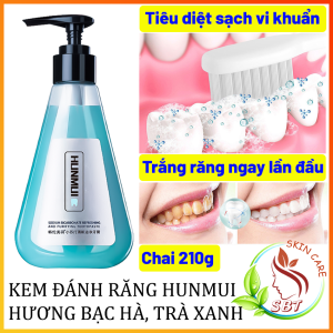 [SIÊU TRẮNG RĂNG] Kem Đánh Răng HUNMUI Hương Bạc Hà Trà Xanh Tảo Biển Chai 210g Dạng Gel Lỏng – Trắng Răng Ngay Trong Lần Sử Dụng Đầu Tiên Hơi Thở Thơm Mát Bạc Hà Ngăn Ngừa Sâu Răng