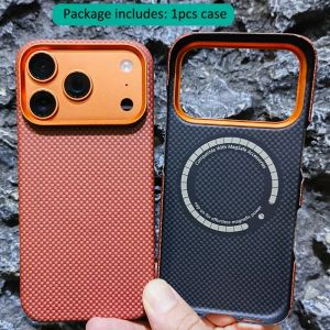For Magsafe Carbon Fabric Fiber Aramid Case For iPhone 17 Pro Max Magnetic Magnets Shell2026