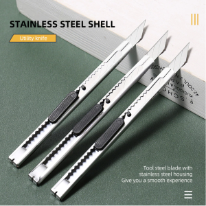 5pcs 30° Stainless Steel Retractable Utility Knife Sharp Blade Lockable Paper Board Box Cutter Multiple-use Home Office Supplies