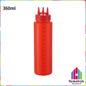 HB Salad Dressing Bottle Squeeze Bottle with Scale Squeeze Plastic Seasoning Bottle Jam Bottle 3 Hole Condiment Cover Squeeze Bottles