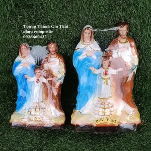 Tượng Công giáo Thánh Gia Thất ( Gia Đình Thánh Gia) 32cm màu xanh trắng nâu chất liệu composite trang trí bàn thờ công giáo