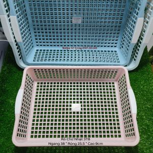 Rổ Nhựa Chữ Nhật Màu Pastel 38/43/50cm Hitaco Dễ Thương Có Quai Cầm Tiện Lợi