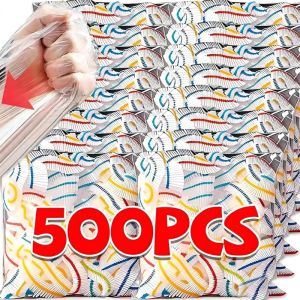 100/500Pcs Disposable Food Cover Bags Plastic Transparent Bags Elastic Food Lids for Bowls Elastic Plate Covers for Kitchen Food Sealing