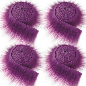 ZEIIE 1.5M Gift Handmade Apparel Sewing Winter Costume Fluffy Trimming Trim Fabric Roll Long Plush Fur Fabric Faux Fur Ribbon Tapes Plush Fur Stripe