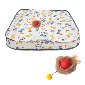 28Inch Interaction Play Mat with Rechargeable Motion Activated Cats Toy Balls Automatic Teaser Balls for Kittens Fun